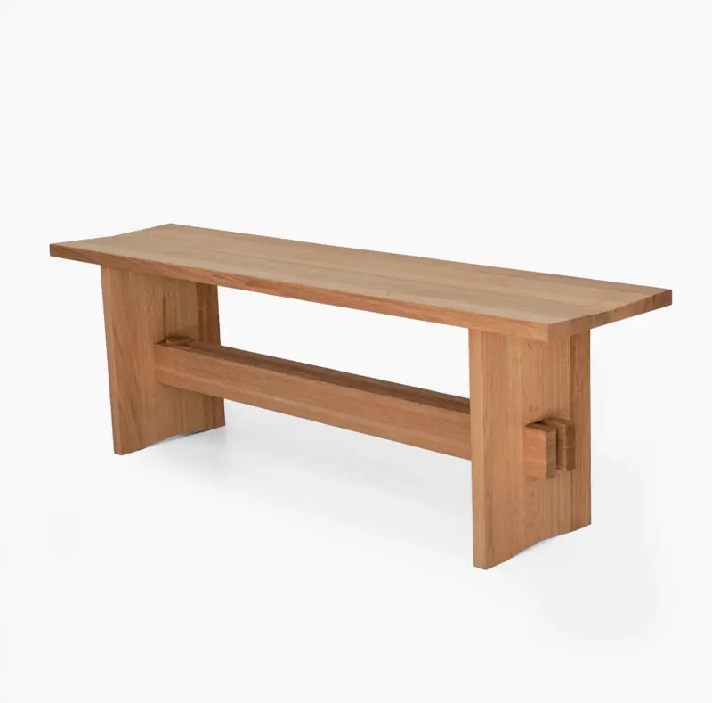 Bank Ava aus Eiche – handgefertigte Sitzbank aus Massivholz, schraubenloses Design, minimalistisch und langlebig
