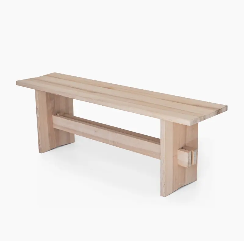 Bank Ava aus Esche – handgefertigte Sitzbank aus Massivholz, schraubenloses Design, minimalistisch und langlebig